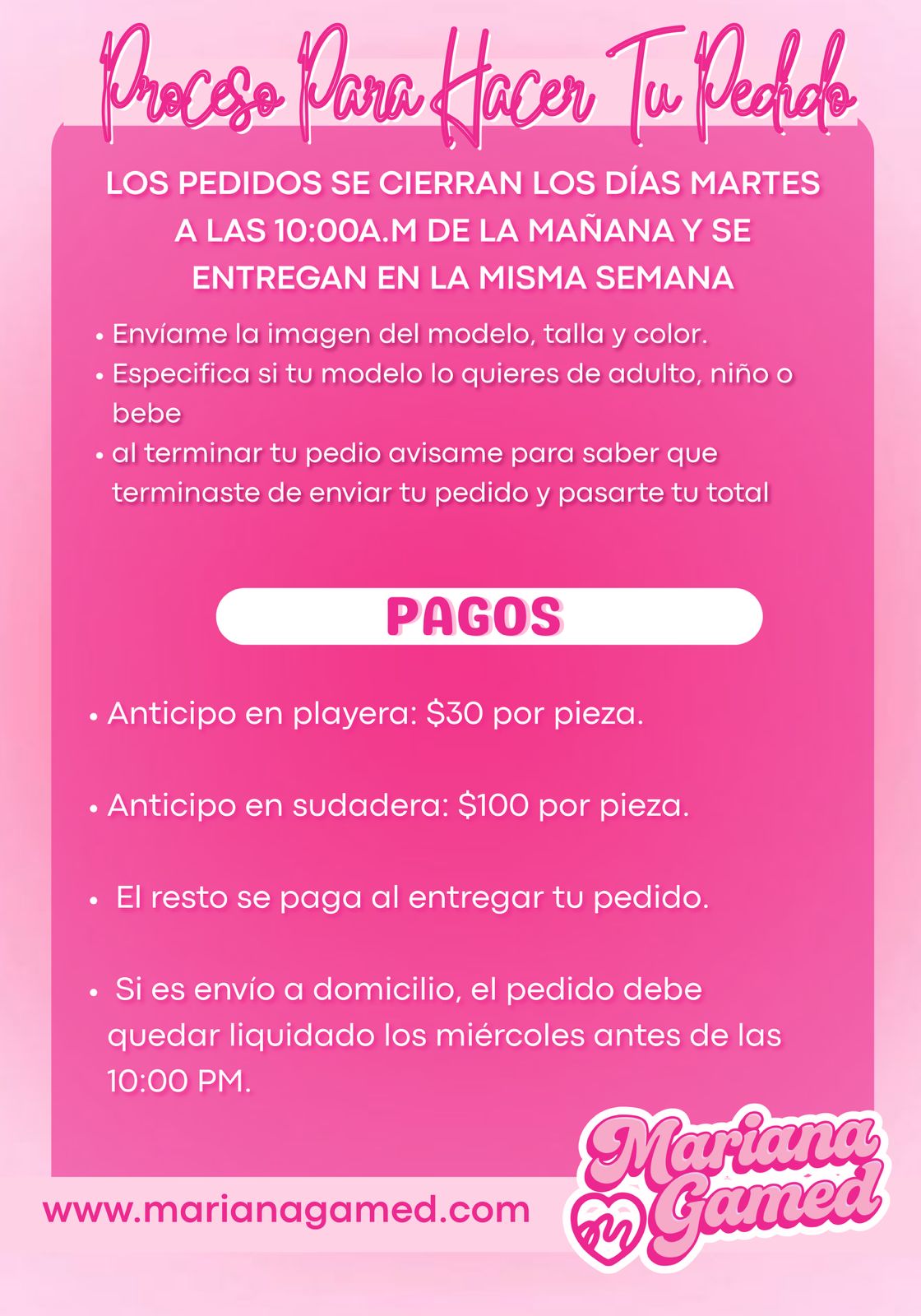 Proceso para hacer tu pedido